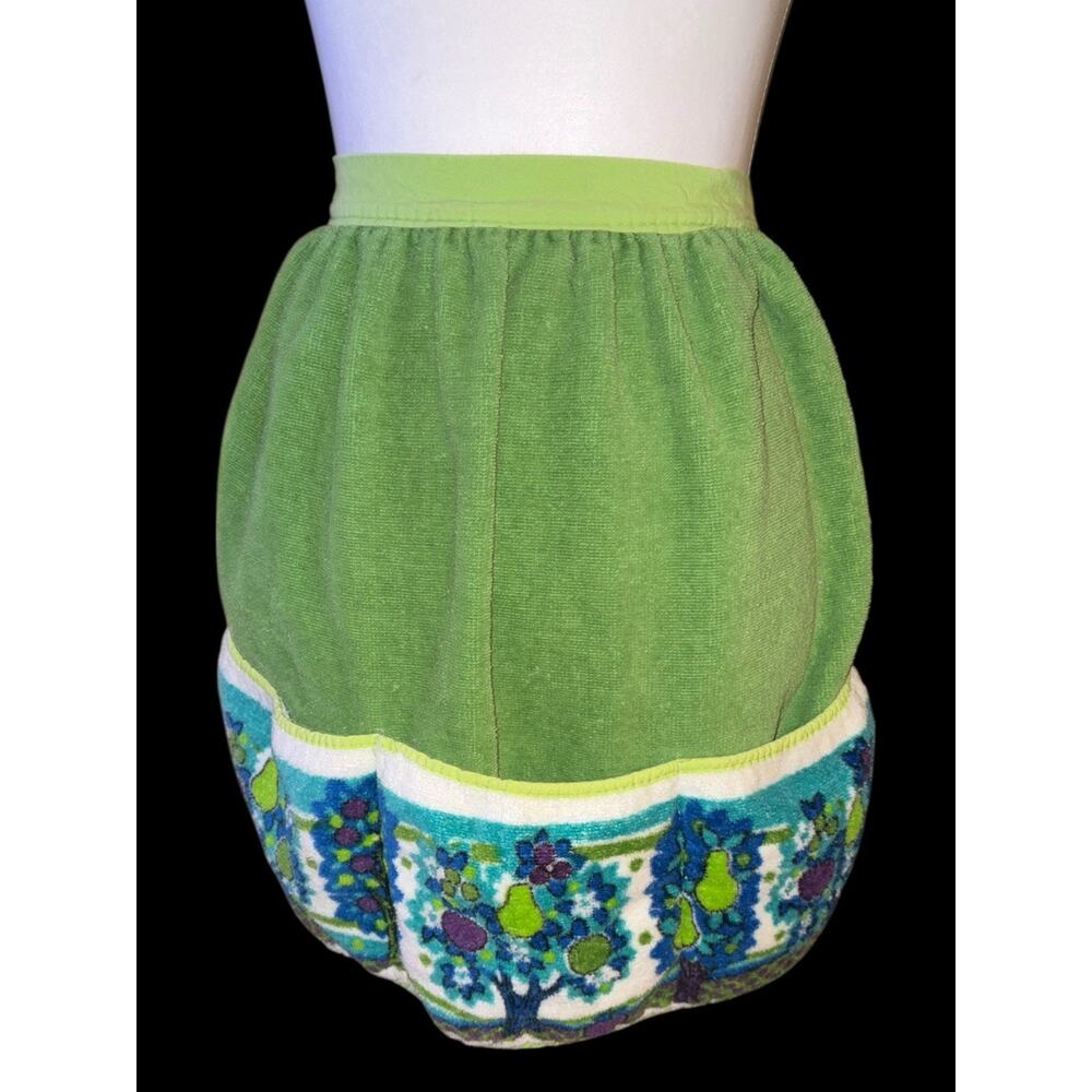 Vintage Green Fruit Terry Kitchen Apron Mid Century Modern